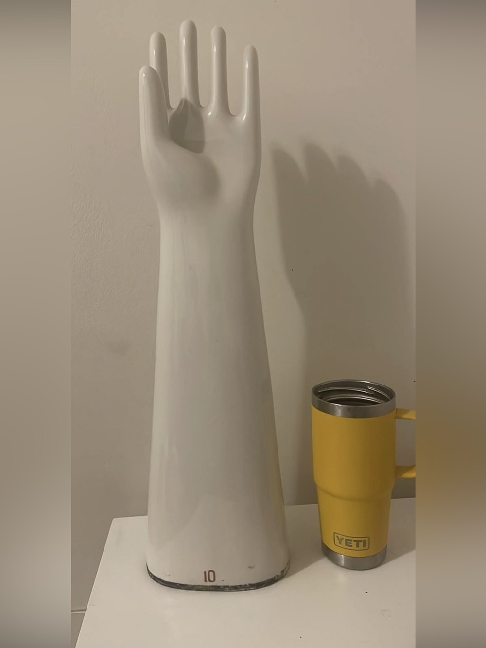 Vintage White Ceramic Glove Mold Hand Sculpture